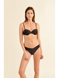 High-waisted lurex bikini bottomwith V-shaped cut at front
