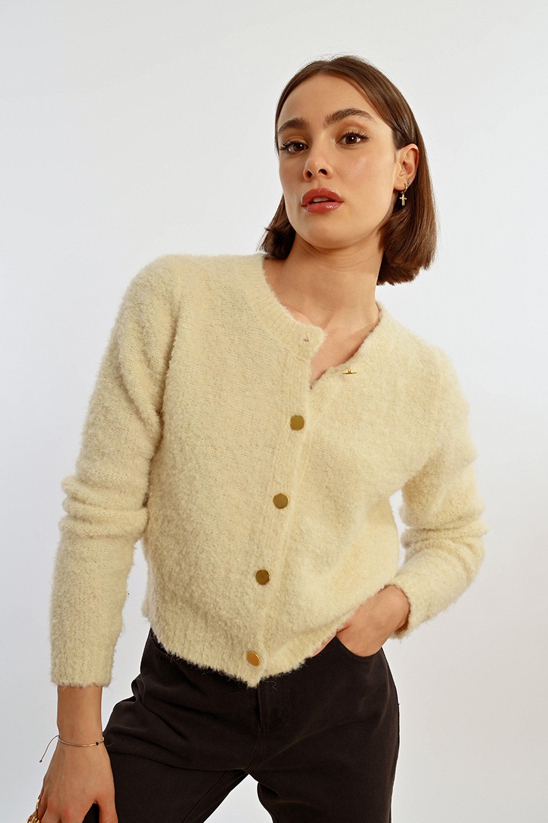 Gilet en maille bouclette