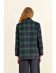 Manteau à carreaux en laine mélangée