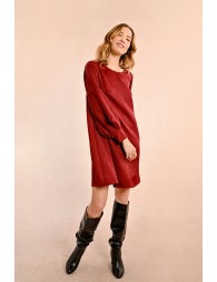 Vestido satinado de manga larga obispo