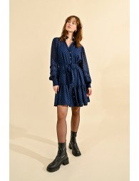 Vestido corto de manga larga con estampado