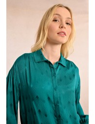 Camisa satinada de manga larga con estampado