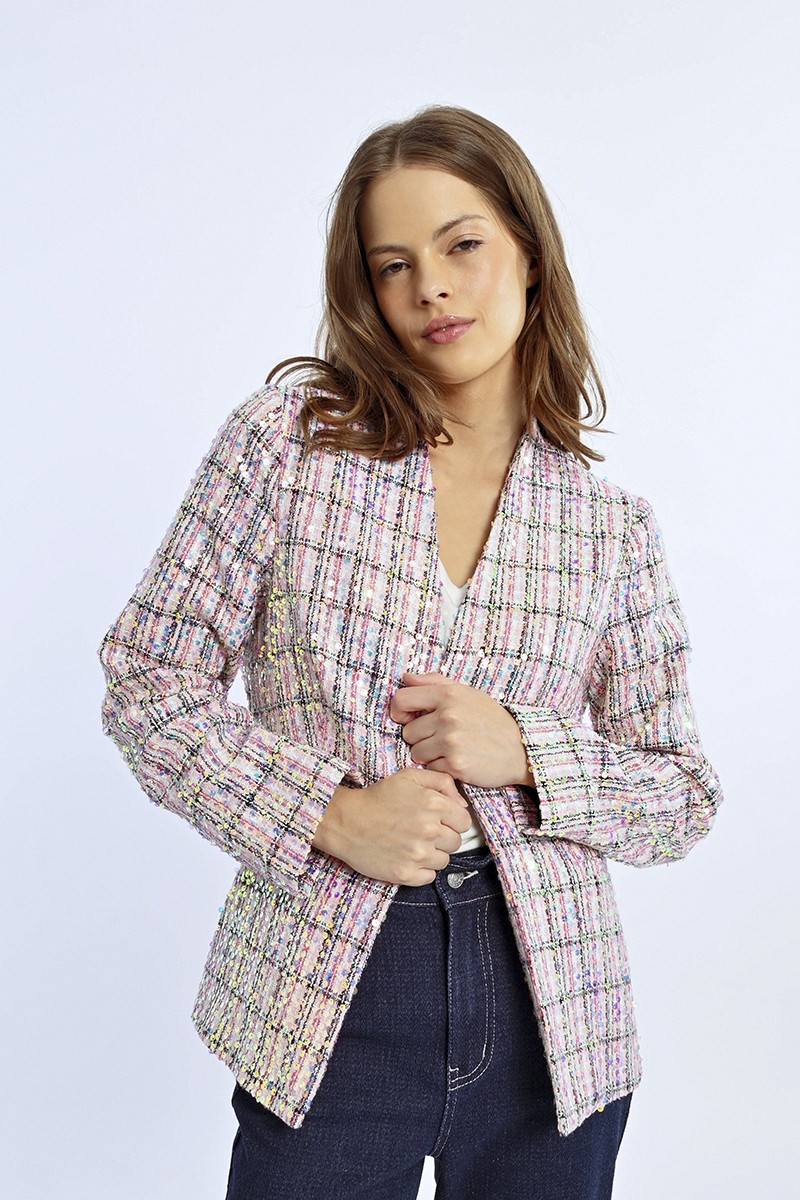 Blazer tweed et sequin