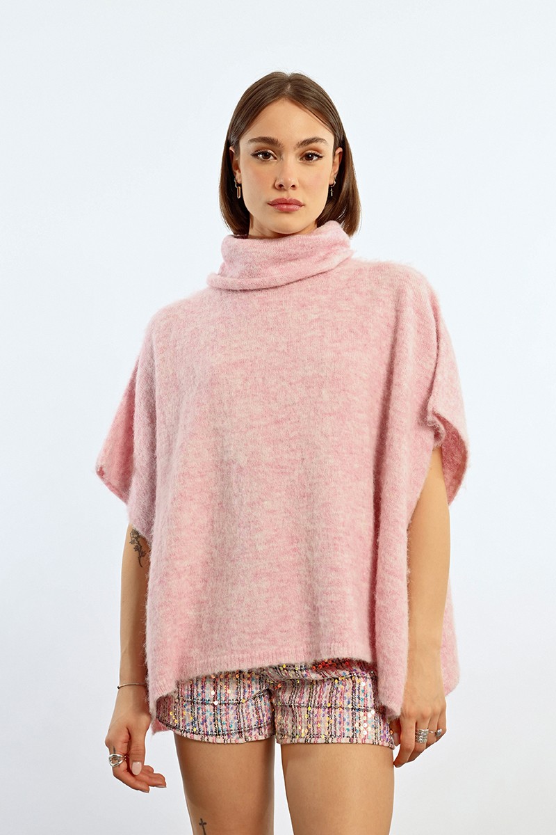 Poncho en laine chinée