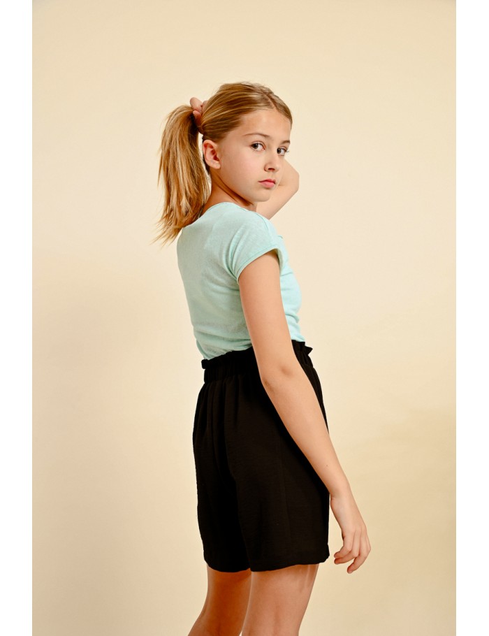 Short de tiro alto detalle pliegues