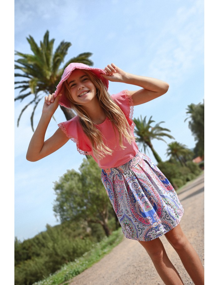 High-waisted printed skirt