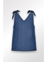 Top with tieable straps, in lyocell