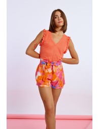Short corto con lazada Estampado multicolor