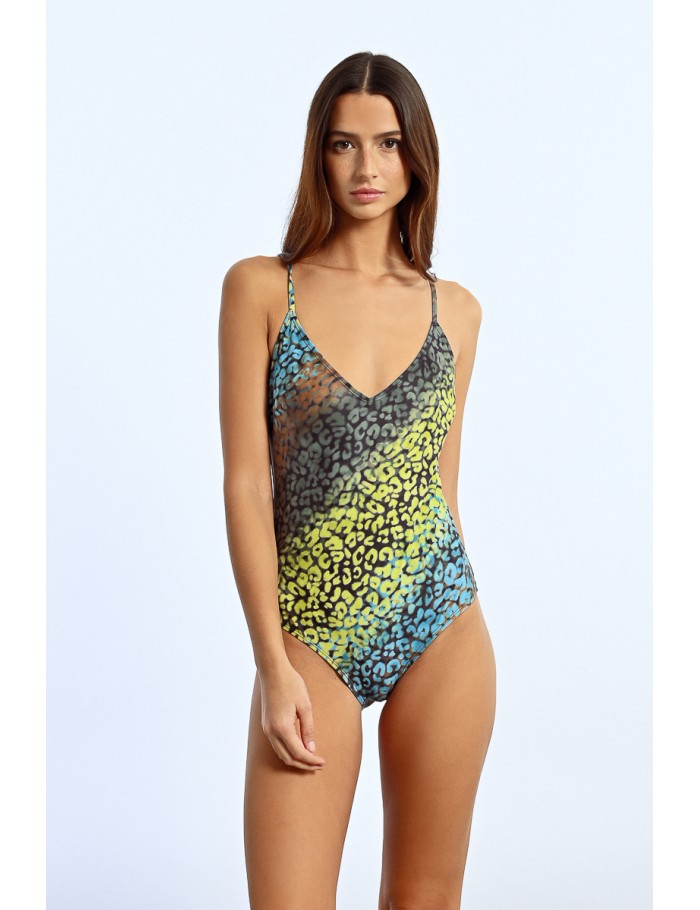 Maillot de bain une pièce, imprimé léopard
