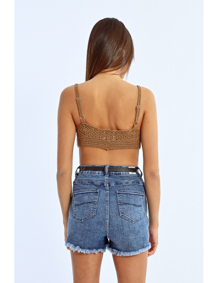Openwork crochet bralette