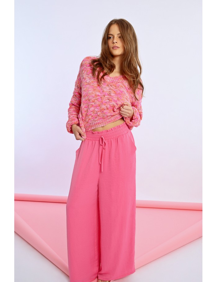 Pantalon taille haute, fluide