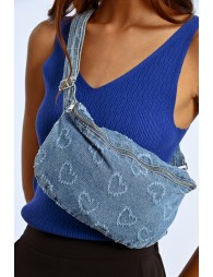 Sac banane en jean motif cœur