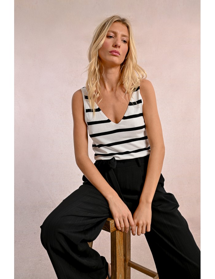 lili sidonio x molly bracken Débardeur rayé OFFWHITE/BLACK