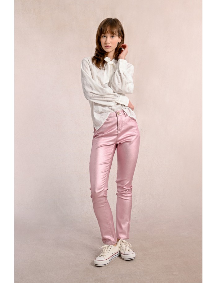 Pantalon enduit ajusté