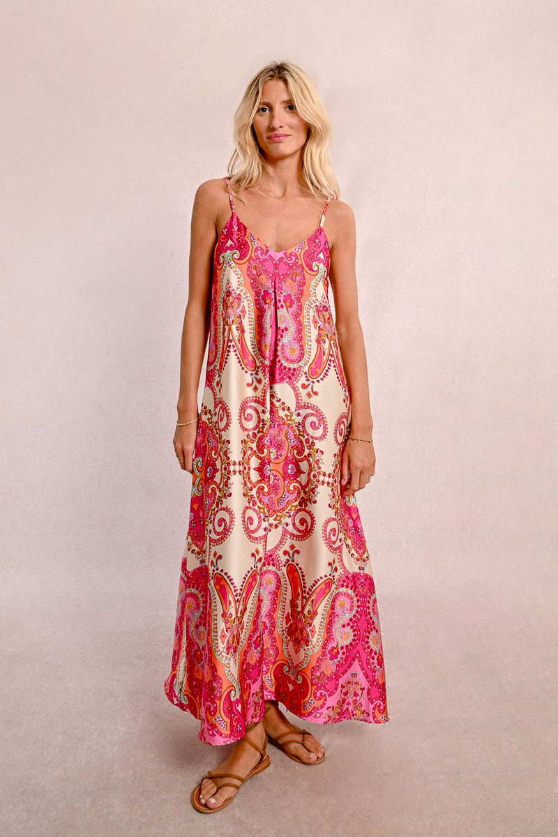 molly bracken Robe longue satinée à bretelles
