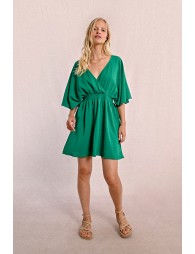 Robe courte fluide élastiquée à la taille et dos n