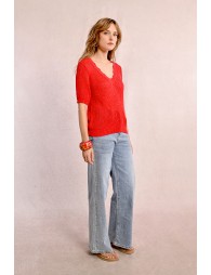 V-neck knit sweater