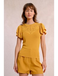 T-shirt ajusté avec manches volantées
