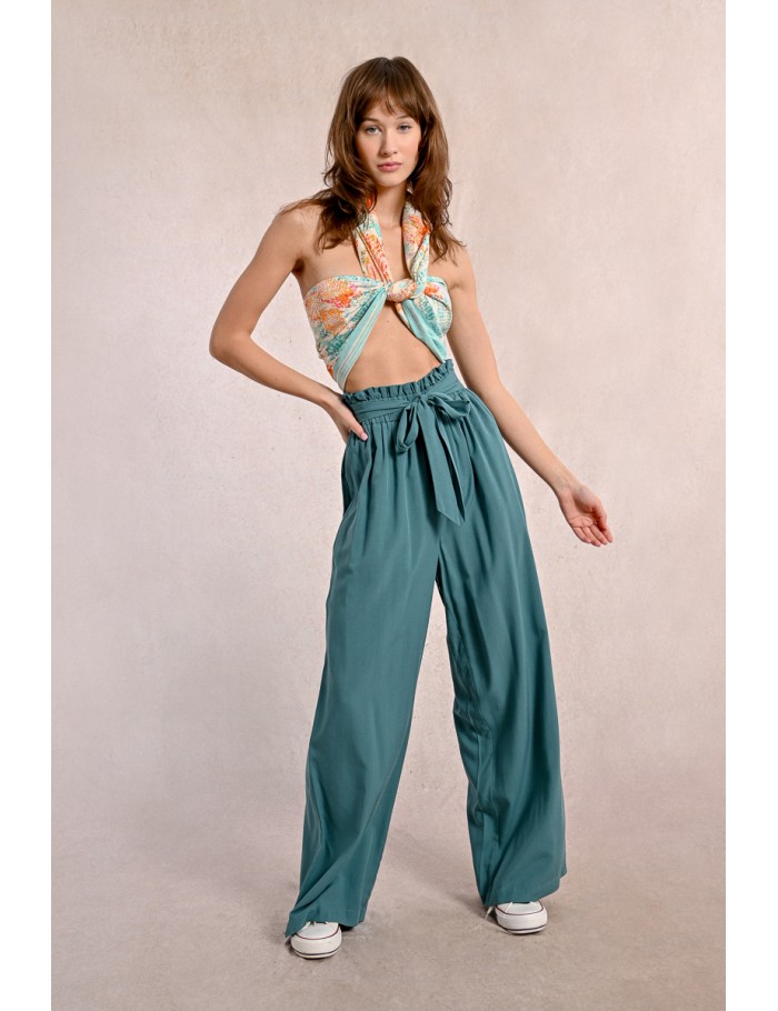 Pantalon large à la taille paper bag