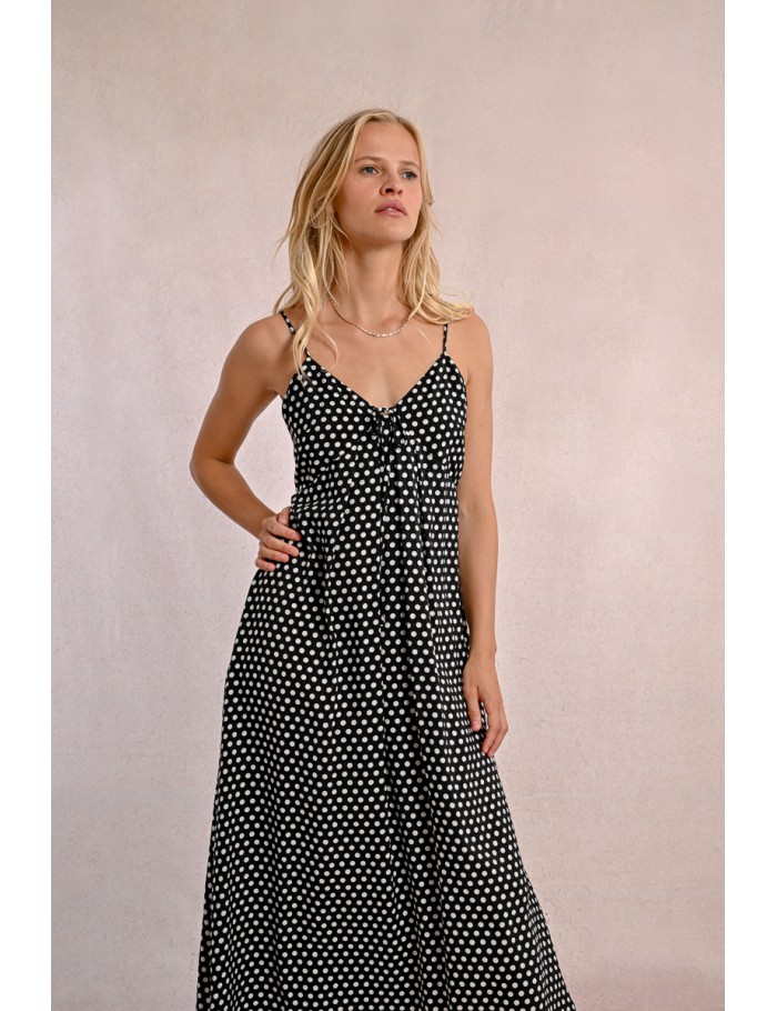 Robe longue à pois