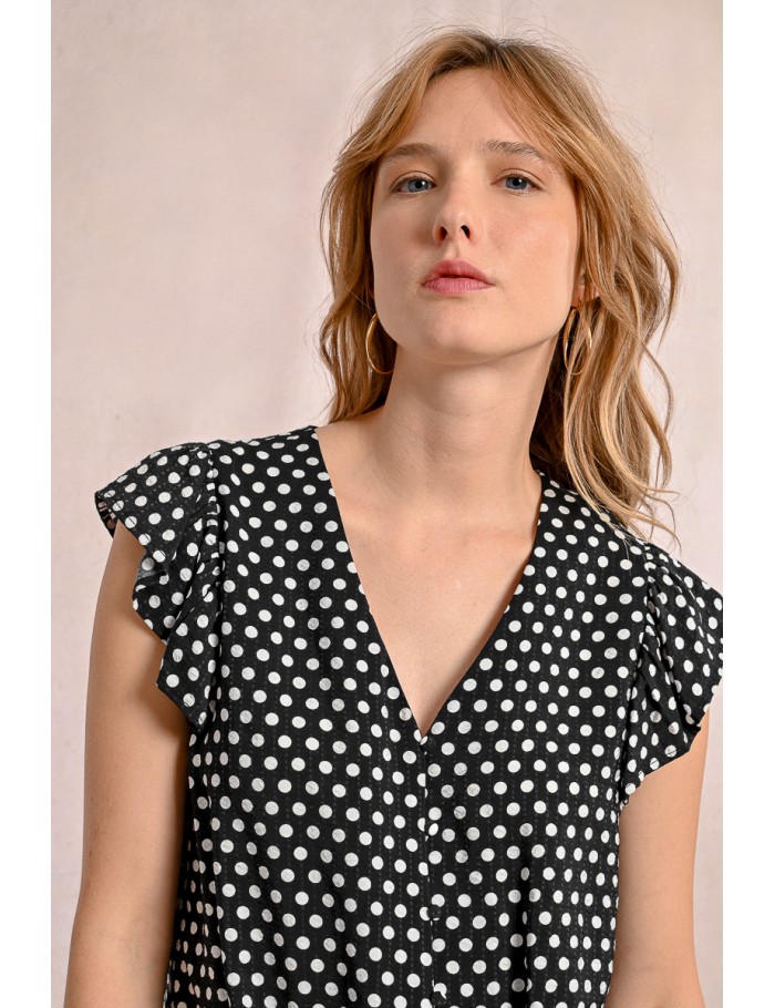 Chemisier à pois nouable à la taille