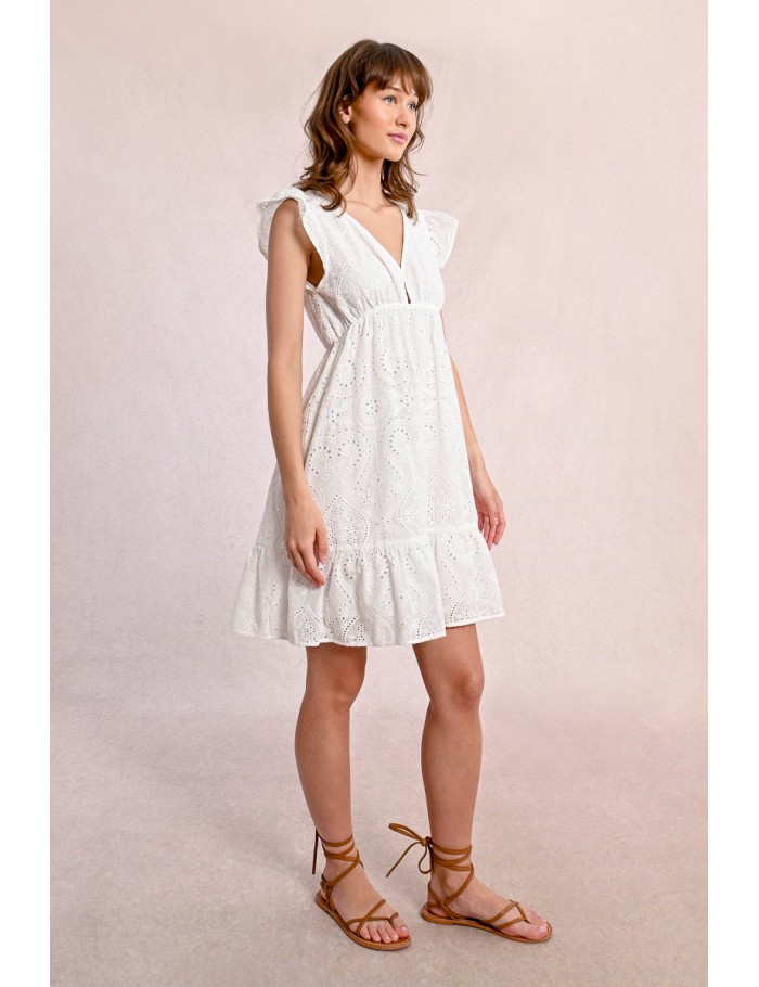 Short dress in English embroidery