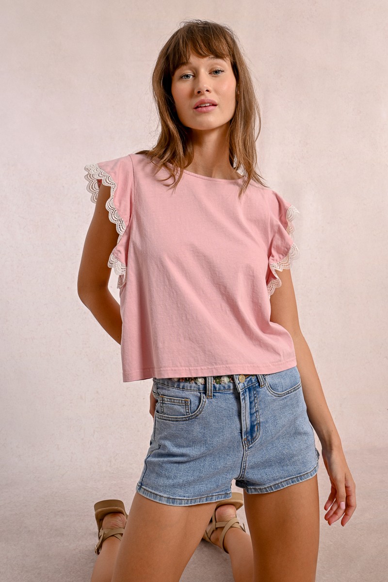molly bracken T-shirt à manches volantées