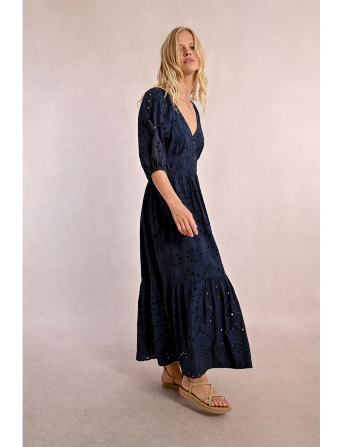 Robe longue en broderie ajourée