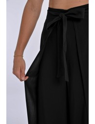 Flowing pants, tie belt