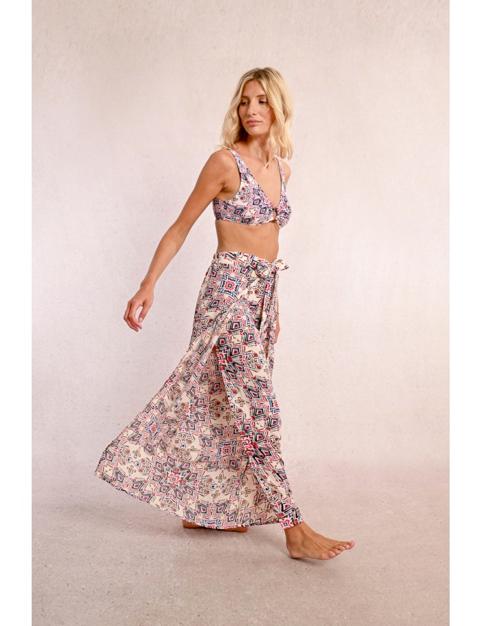 Pantalon fluide, imprimé ethnique