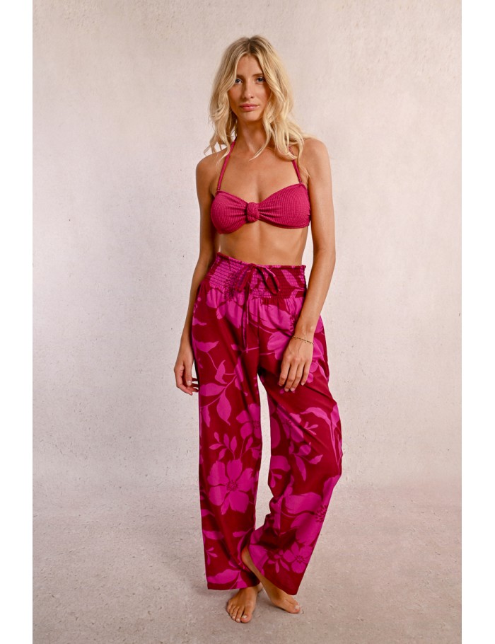 Extra-high waist pants, floral print