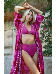 Kimono largo con estampado y lazada
