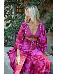 Kimono largo con estampado y lazada