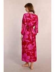 Kimono largo con estampado y lazada