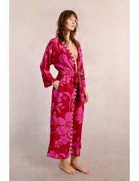 Kimono largo con estampado y lazada