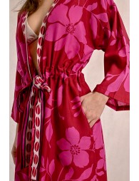 Kimono largo con estampado y lazada