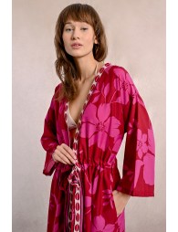 Kimono largo con estampado y lazada