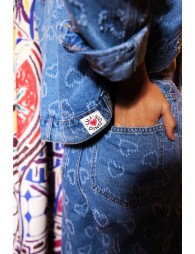 Pantalon large à motif cœur