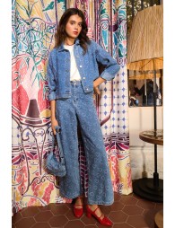 Pantalon large à motif cœur