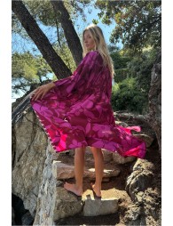 Kimono largo con estampado y lazada