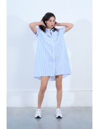 Iridescent striped shirt dress 