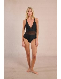 1-piece bi-material swimsuit