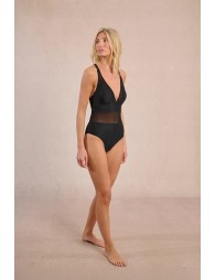 1-piece bi-material swimsuit