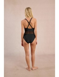 1-piece bi-material swimsuit