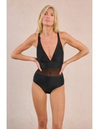 1-piece bi-material swimsuit