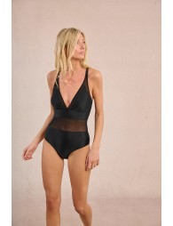 1-piece bi-material swimsuit