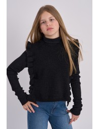 Sleeveless sweater with ruffled stripes