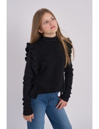 Sleeveless sweater with ruffled stripes