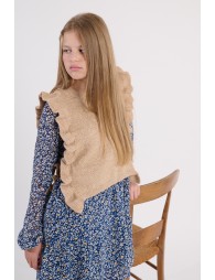 Sleeveless sweater with ruffled stripes