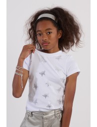 T-shirt droit à strass papillon